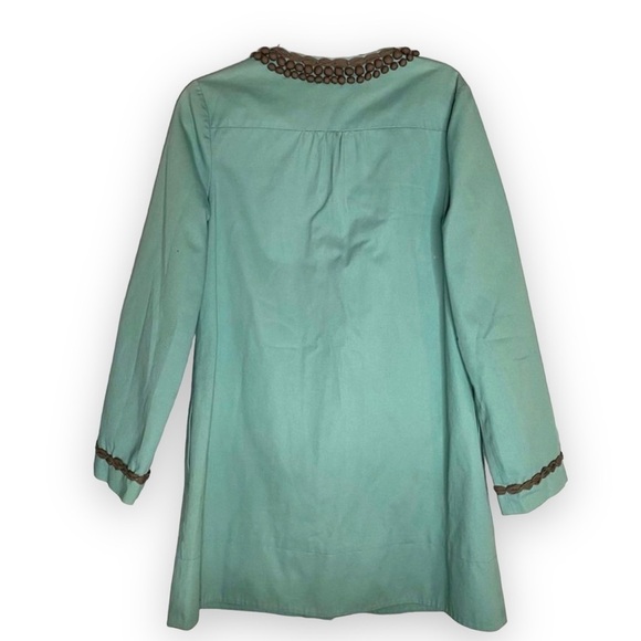 Boden Bauble Embellished Mid Length Spring Jacket Size 8 Teal FLAWED Lightweight - Picture 2 of 8